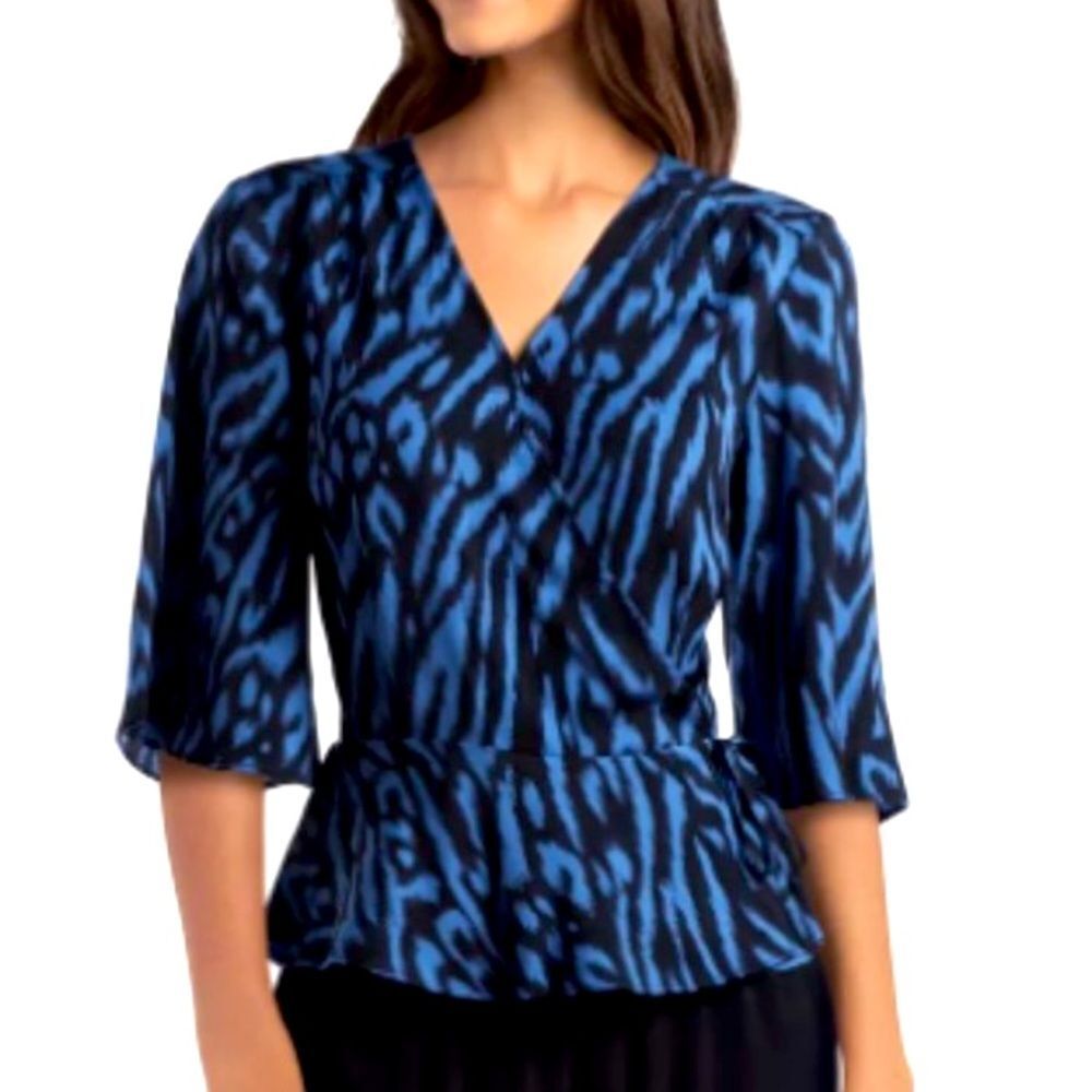 Women's Blue Patterned Blouse